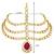 Gold plated 3 layer traditional rani pink crystal white kundan matha patti maang tikka ethnic jewellery for women