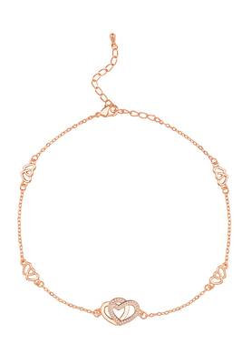 Rose gold plated cubic zirconia studded anklet payal fashion stylish jewellery for women & girls 1