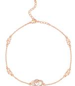 Rose gold plated cubic zirconia studded anklet payal fashion stylish jewellery for women & girls