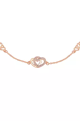 Rose gold plated cubic zirconia studded anklet payal fashion stylish jewellery for women & girls