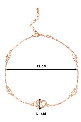 Rose gold plated cubic zirconia studded anklet payal fashion stylish jewellery for women & girls 4