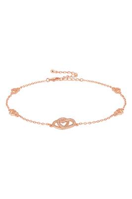 Rose gold plated cubic zirconia studded anklet payal fashion stylish jewellery for women & girls 5