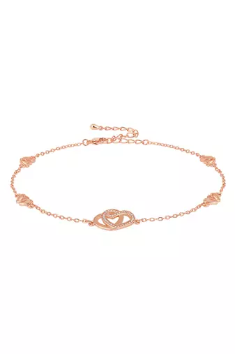 Rose gold plated cubic zirconia studded anklet payal fashion stylish jewellery for women & girls