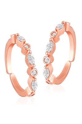 Rose gold plated cubic zirconia studded toe ring fancy bichiya jewellery gift for women 1