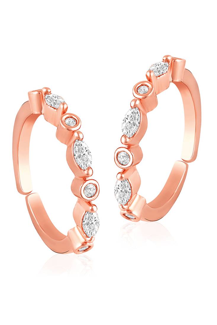 Rose gold plated cubic zirconia studded toe ring fancy bichiya jewellery gift for women