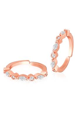Rose gold plated cubic zirconia studded toe ring fancy bichiya jewellery gift for women 3