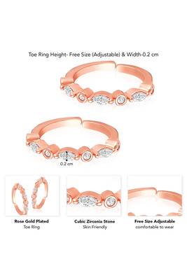 Rose gold plated cubic zirconia studded toe ring fancy bichiya jewellery gift for women 4