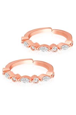 Rose gold plated cubic zirconia studded toe ring fancy bichiya jewellery gift for women 5