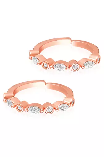 Rose gold plated cubic zirconia studded toe ring fancy bichiya jewellery gift for women