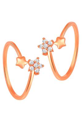 Rose gold plated cz studded adjustable toe ring stylish bichiya fancy daily regular jewellery for women 1
