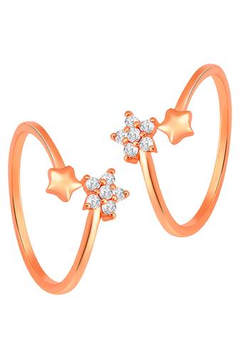 Rose gold plated cz studded adjustable toe ring stylish bichiya fancy daily regular jewellery for women