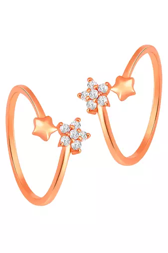 Rose gold plated cz studded adjustable toe ring stylish bichiya fancy daily regular jewellery for women