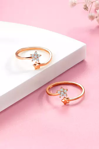 Rose gold plated cz studded adjustable toe ring stylish bichiya fancy daily regular jewellery for women