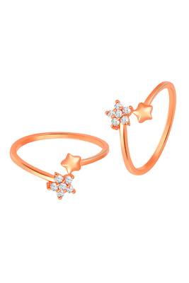 Rose gold plated cz studded adjustable toe ring stylish bichiya fancy daily regular jewellery for women 3