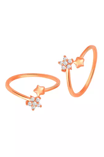Rose gold plated cz studded adjustable toe ring stylish bichiya fancy daily regular jewellery for women