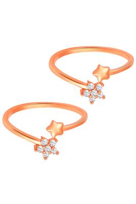 Rose gold plated cz studded adjustable toe ring stylish bichiya fancy daily regular jewellery for women 5