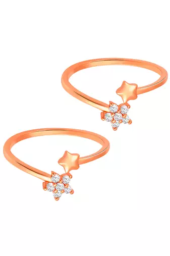 Rose gold plated cz studded adjustable toe ring stylish bichiya fancy daily regular jewellery for women