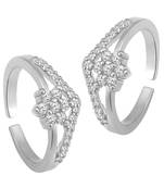 Silver plated cubic zirconia studded adjustable toe ring stylish bichiya fancy regular jewellery gift for women