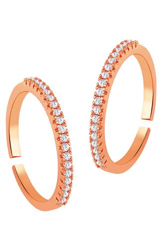 Rose gold plated cubic zirconia studded adjustable toe ring stylish bichiya daily regular fancy jewellery for women