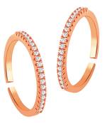 Rose gold plated cubic zirconia studded adjustable toe ring stylish bichiya daily regular fancy jewellery for women