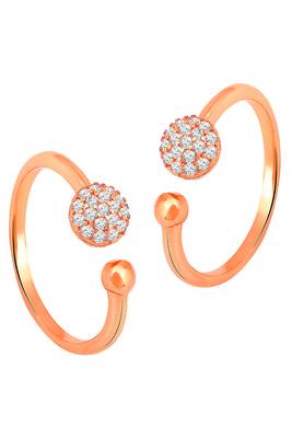 Rose gold plated cz studded adjustable toe ring stylish fancy bichiya daily regular jewellery for women 1