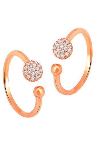 Rose gold plated cz studded adjustable toe ring stylish fancy bichiya daily regular jewellery for women