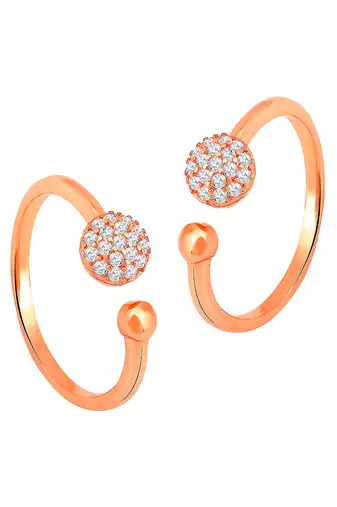 Rose gold plated cz studded adjustable toe ring stylish fancy bichiya daily regular jewellery for women