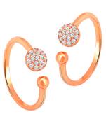 Rose gold plated cz studded adjustable toe ring stylish fancy bichiya daily regular jewellery for women