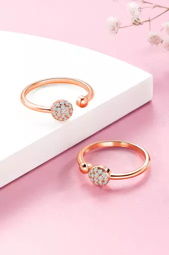 Rose gold plated cz studded adjustable toe ring stylish fancy bichiya daily regular jewellery for women