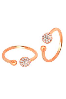 Rose gold plated cz studded adjustable toe ring stylish fancy bichiya daily regular jewellery for women 3