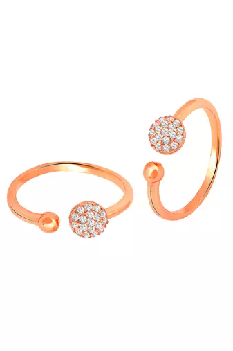 Rose gold plated cz studded adjustable toe ring stylish fancy bichiya daily regular jewellery for women