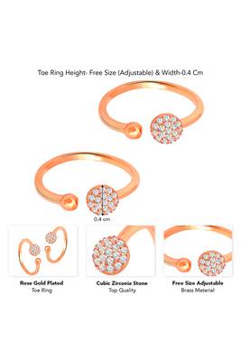 Rose gold plated cz studded adjustable toe ring stylish fancy bichiya daily regular jewellery for women 4