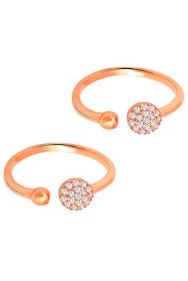 Rose gold plated cz studded adjustable toe ring stylish fancy bichiya daily regular jewellery for women 5