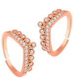 Cubic zirconia studded rose gold plated adjustable toe ring stylish bichiya daily regular jewellery for women