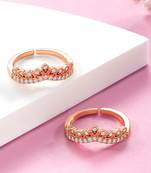 Cubic zirconia studded rose gold plated adjustable toe ring stylish bichiya daily regular jewellery for women