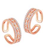 Cubic zirconia studded rose gold plated adjustable toe ring stylish fancy bichiya daily regular jewellery for women