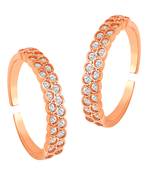 Rose gold plated cubic zirconia studded adjustable toe ring stylish bichiya fancy regular jewellery for women