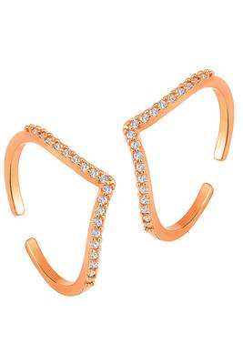 Cubic zirconia studded rose gold plated adjustable toe ring fancy stylish bichiya daily regular jewellery for women 1