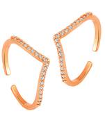 Cubic zirconia studded rose gold plated adjustable toe ring fancy stylish bichiya daily regular jewellery for women