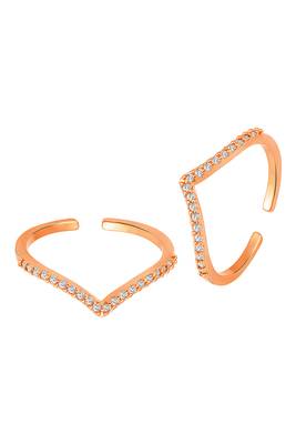 Cubic zirconia studded rose gold plated adjustable toe ring fancy stylish bichiya daily regular jewellery for women 3