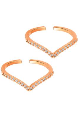 Cubic zirconia studded rose gold plated adjustable toe ring fancy stylish bichiya daily regular jewellery for women 5
