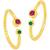Gold plated rani pink green cubic zirconia studded fancy toe ring adjustable bichiya fashion stylish jewellery for women