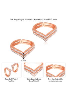 Rose gold plated cubic zirconia studded adjustable toe ring bichiya jewellery for women 4