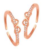 Rose gold plated cubic zirconia studded adjustable toe ring fancy bichiya stylish jewellery for women