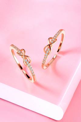 Rose gold plated cubic zirconia studded adjustable toe ring fancy bichiya stylish jewellery for women 2
