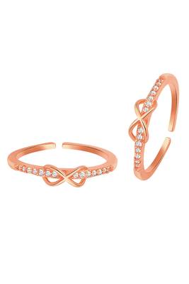 Rose gold plated cubic zirconia studded adjustable toe ring fancy bichiya stylish jewellery for women 3