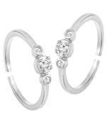 Silver plated cubic zirconia studded adjustable toe ring stylish fancy bichiya daily regular jewellery for women