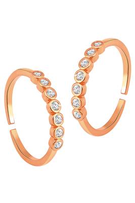 Cubic zirconia studded rose gold plated adjustable toe ring fancy bichiya daily regular jewellery for women 1