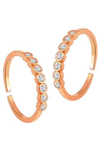 Cubic zirconia studded rose gold plated adjustable toe ring fancy bichiya daily regular jewellery for women