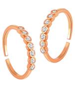 Cubic zirconia studded rose gold plated adjustable toe ring fancy bichiya daily regular jewellery for women